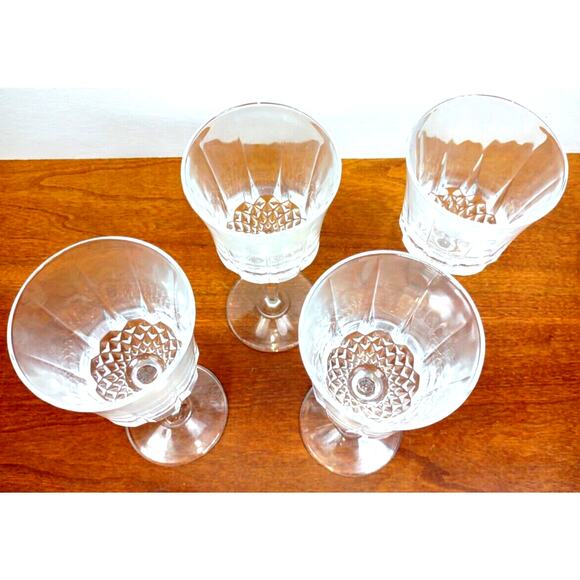Set Of 4 St George American Heritage Lead Crystal Glasses Stemware Water Goblet - Picture 5 of 8